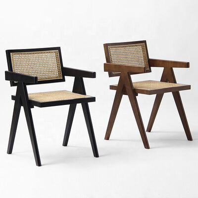 Living Room Nordic Dining Chair 51*56*80CM Woven Rattan Solid Wood