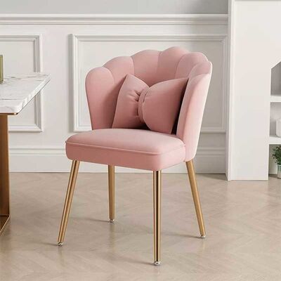 Leisure Metal Velvet Nordic Dining Chair Pink Restaurant Sponge Internal Filling