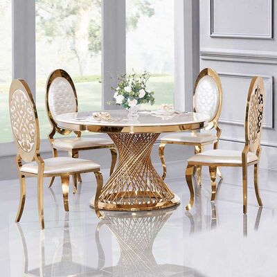 Hotel Glass Round Circle Event Wedding Tables And Chairs Stainless Steel Frame