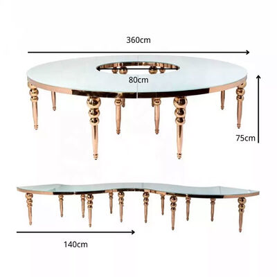 Luxury Stainless Wedding Round Dining Table For Banquet Event Wedding Furniture