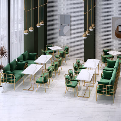 Breakfast Break Room Commercial Booth Seating Furniture Cafe Gold Stainless Steel