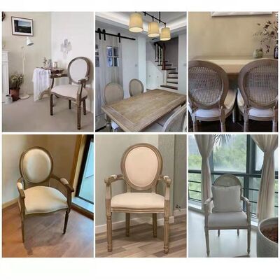 vintage tufted solid wood upholstered dining chairs with mahogany legs American style 50cm