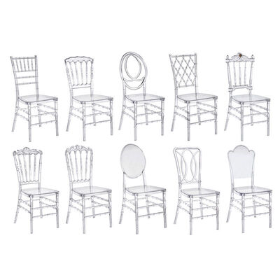 Bride Groom Resin Wedding Banquet Chairs Stackable Chiavari Diamond Crystal 40x40x92cm