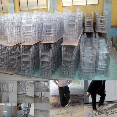Bride Groom Resin Wedding Banquet Chairs Stackable Chiavari Diamond Crystal 40x40x92cm