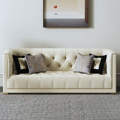 3 Piece White Living Room Sectional Sofa Sleeper Nordic Genuine Leather Villas Home