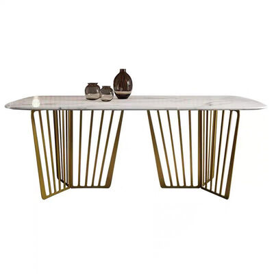 Stainless Steel Marble Dining Table And Chairs Rectangular Shape Non Porous