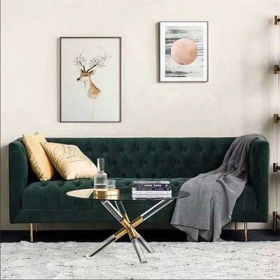 Luxury Green Velvet Modular Sofa Pull Clasp Sofa American Style 80cm height