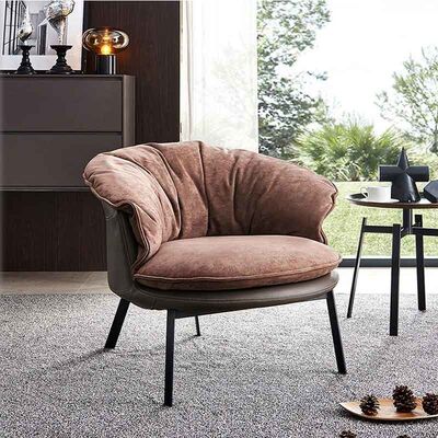 Comfortable Brown Velvet Fabric Armchair Living Room Single Seat