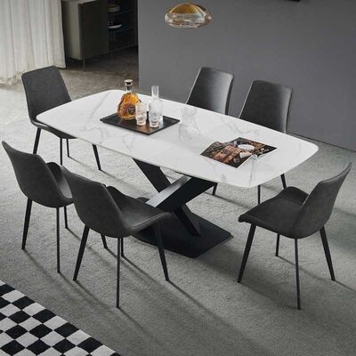 White Luxury Dining Table And Chairs 150cm 140cm 130CM 160cm 6 Seats Extended