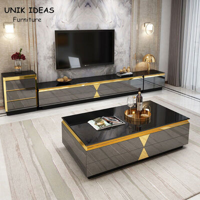 Dobra cena Stainless Steel Luxury Gold Coffee Square Table 40cm Height Italian Marble Top w Internecie