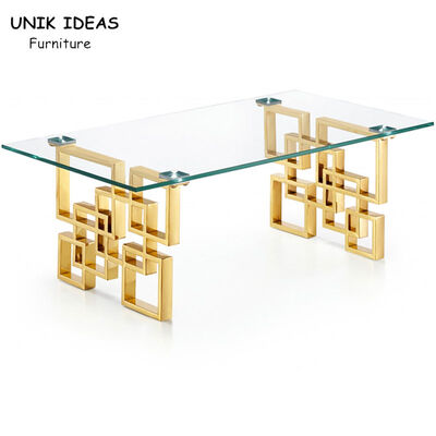 Dobra cena Vintage Luxury Coffee Center Tables 200lb Gold Brushed Glass Top Stainless Steel w Internecie