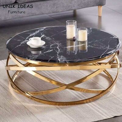 Dobra cena Smart Style Luxury Coffee Table Stainless Steel Frame Marble Top For Living Room w Internecie