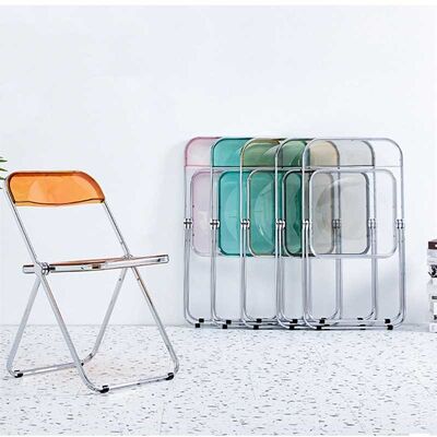Dobra cena. Portable Indoor Outdoor Chair Transparent Metal Plastic Folding Chairs w Internecie