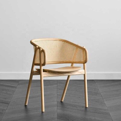 Dobra cena. Nordic Rattan Armchair Natural Wood Solid Wood Lounge Dining Chair w Internecie