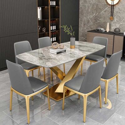 Dobra cena. Slate Rectangular OEM Luxury Dinner Table And 6 Chairs For Home Furniture w Internecie