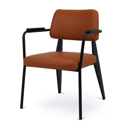 Dobra cena. Powder Coat Metal Frame Restaurant Chairs Modern Simple Armchair Soft Leather w Internecie