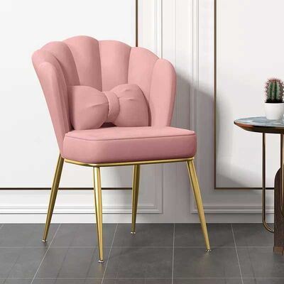 Dobra cena. Leisure Metal Velvet Nordic Dining Chair Pink Restaurant Sponge Internal Filling w Internecie