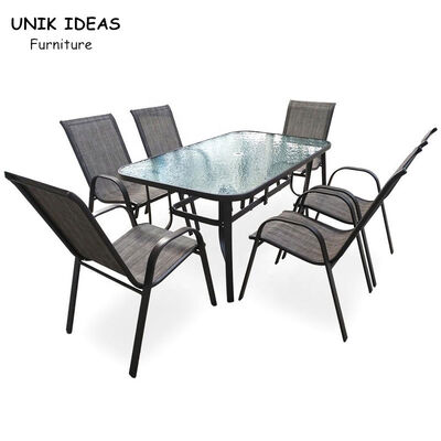 Dobra cena. Garden Furniture Outdoor Patio Conversation Dining Set 7 Piece Modern Metal Steel w Internecie