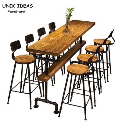 Dobra cena. Rectangle Bistro Bar Table And Stools Wooden Metal Industrial High Table And Stools w Internecie