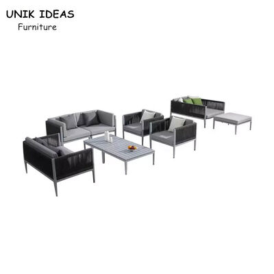 Dobra cena. Modern Simple Sofa Set Design Aluminum Frame Rope Waterproof Outside Garden Sofa w Internecie