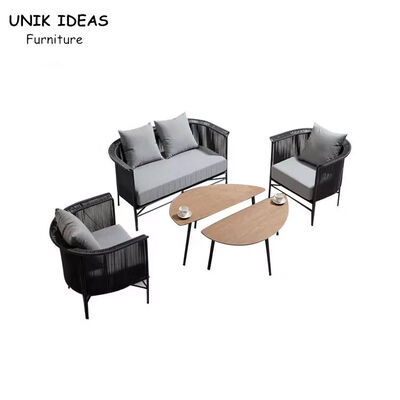 Dobra cena. Garden Furniture Outdoor Rattan Sofa Rope Garden Sofa Set With Coffee Table Sectional w Internecie