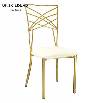 Dobra cena. Gold Chameleon Banquet Wedding Chair Stackable Luxury Metal Cross Back w Internecie