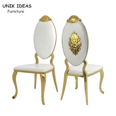 Dobra cena. Modern Fashion Gold White Stainless Steel Banquet Chair Luxury Banquet Wedding Chair w Internecie