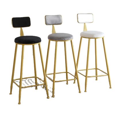Dobra cena Gorąca sprzedaż Nordic Tall Cheap Counter Meubles Gold Metal Velvet Back Luxury Kitchen Modern High Stool Bar Chairs for Bar Table w Internecie
