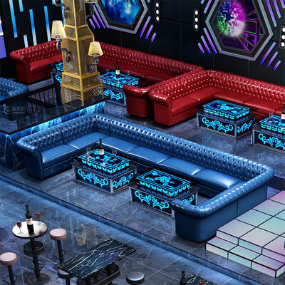 Dobra cena Bar na zamówienie Rodzinny pokój audiowizualny Sofa Stolik Kombinacja przeciw ścianie w kształcie U w kształcie L Luksusowy klub Sofa Zestaw meble w Internecie