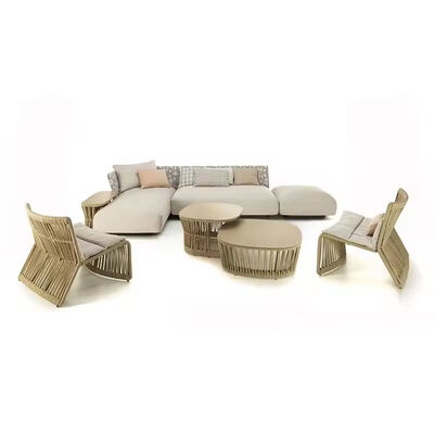 Dobra cena. Outdoor Rope Woven Sectional Patio Furniture L-Shaped Conversation Sofa Set Chaise Lounge Right w Internecie
