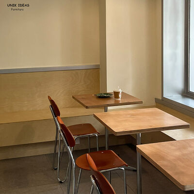 Dobra cena. Milk Tea Shop Wooden Table and Chairs Living Room Metal Dining Table and Chairs Restaurant Furniture Wooden Furniture Set w Internecie