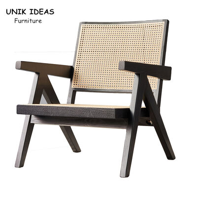 Dobra cena Nordic Modern Indoor Hotel Living Room Chair Wooden Rattan With Armrest Leisure Sofa Krzesło lounge w Internecie
