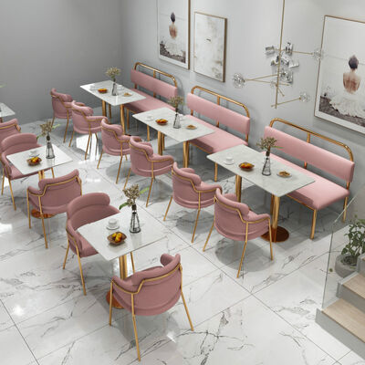 Dobra cena. Nordic Cafe Shop Casual Negotiation Area Table and Chairs Light Luxury Pink Velvet Chair w Internecie
