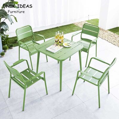 Dobra cena. Patio Dining Chairs And Table Set Modern Aluminum Metal Garden Outdoor 61x61x84cm w Internecie