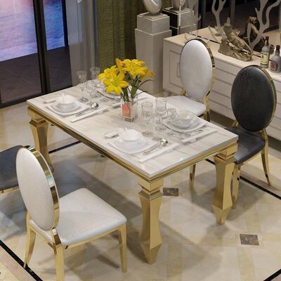 Dobra cena. Garden Home Luxury Dining Table And Chairs 240cm 120cm 140cm 6 Seater  Marble w Internecie