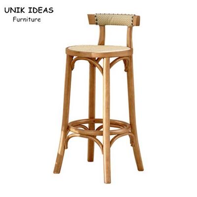 Dobra cena. Kitchen Oak Cafe Bar Stools Ash Wood Stool Rattan With Back Support w Internecie