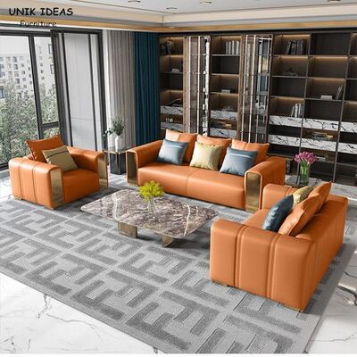Dobra cena. Luxury Leather Modern Living Room Sectional Sofas Couches With Recliners Brown w Internecie