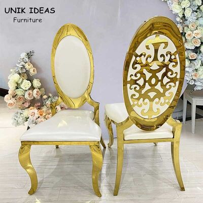 Dobra cena. King Wedding Banquet Chairs High Back Decor Backrest Golden Leisure 52x55x112cm w Internecie