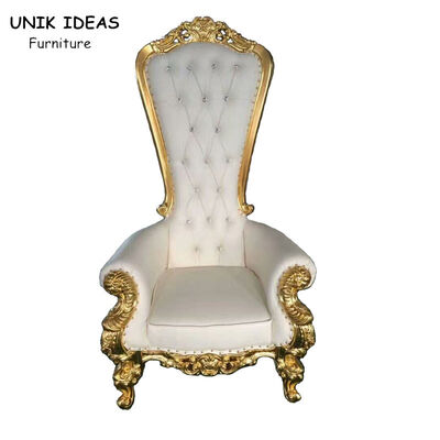 Dobra cena. High Back Gold King Bride And Groom Wedding Throne Chairs For Rent 1750x520x550mm w Internecie