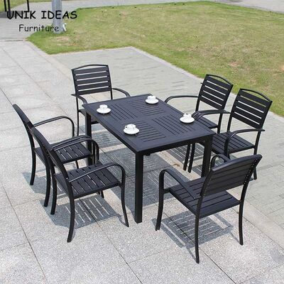 Dobra cena. Patio Garden Furniture Black Waterproof Outdoor Dining Table D80xL120xH73CM w Internecie