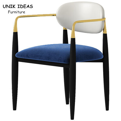 Dobra cena. Navy Blue Metal Frame Dining Table And Chairs For Small Spaces Tufted Leather 58x58x73CM w Internecie