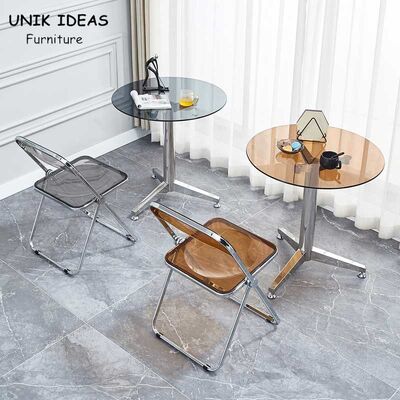 Dobra cena. Pub Small Bistro Glass Table And Chairs Set 4 Seater Crystal Acrylic Folding w Internecie