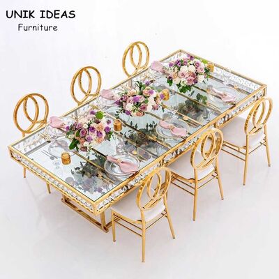 Dobra cena. 12 Foot Folding Banquet Table Top Glass Rectangle Crystal Chic 8x30 w Internecie