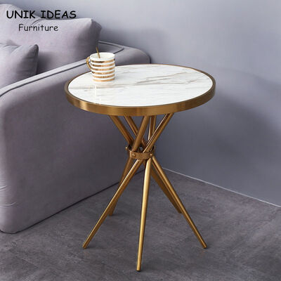 Dobra cena Modern Round Marble Centre Table Steel Small Side For Bedroom 50x50x60cm w Internecie