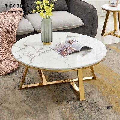 Dobra cena 100x100cm Luxury Center Tables Metal Base Marble Top Low Tea Round w Internecie