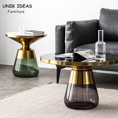 Dobra cena 75x47CM Luxury Center Tables Round Bell Nesting Coffee Table Black Glass Base w Internecie