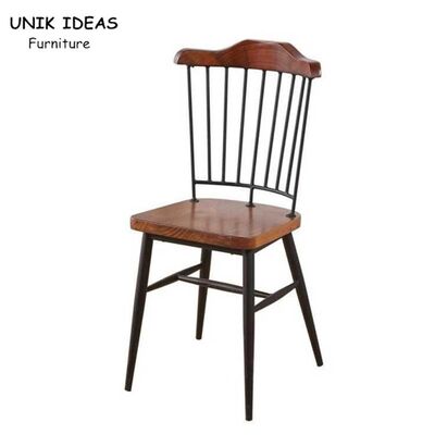 Dobra cena. euro style Nordic Dining Chair Retro Solid Wood High Back Metal Bar 85cm w Internecie