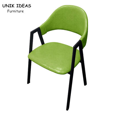 Dobra cena. A Shaped Metal Frame Dining Chairs With Arms Minimalist Iron Green Yellow Grey w Internecie