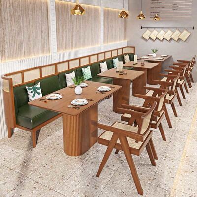 Dobra cena. Restaurant Booth Rattan Cafe Style Dining Table And Chairs Modern Wood Furniture w Internecie