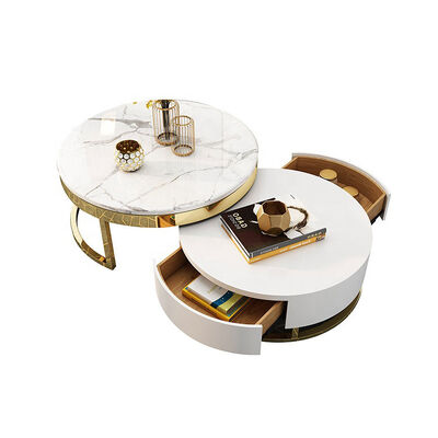 Dobra cena. Modern Home Luxury Coffee Center Tables Round Marble With Storage w Internecie